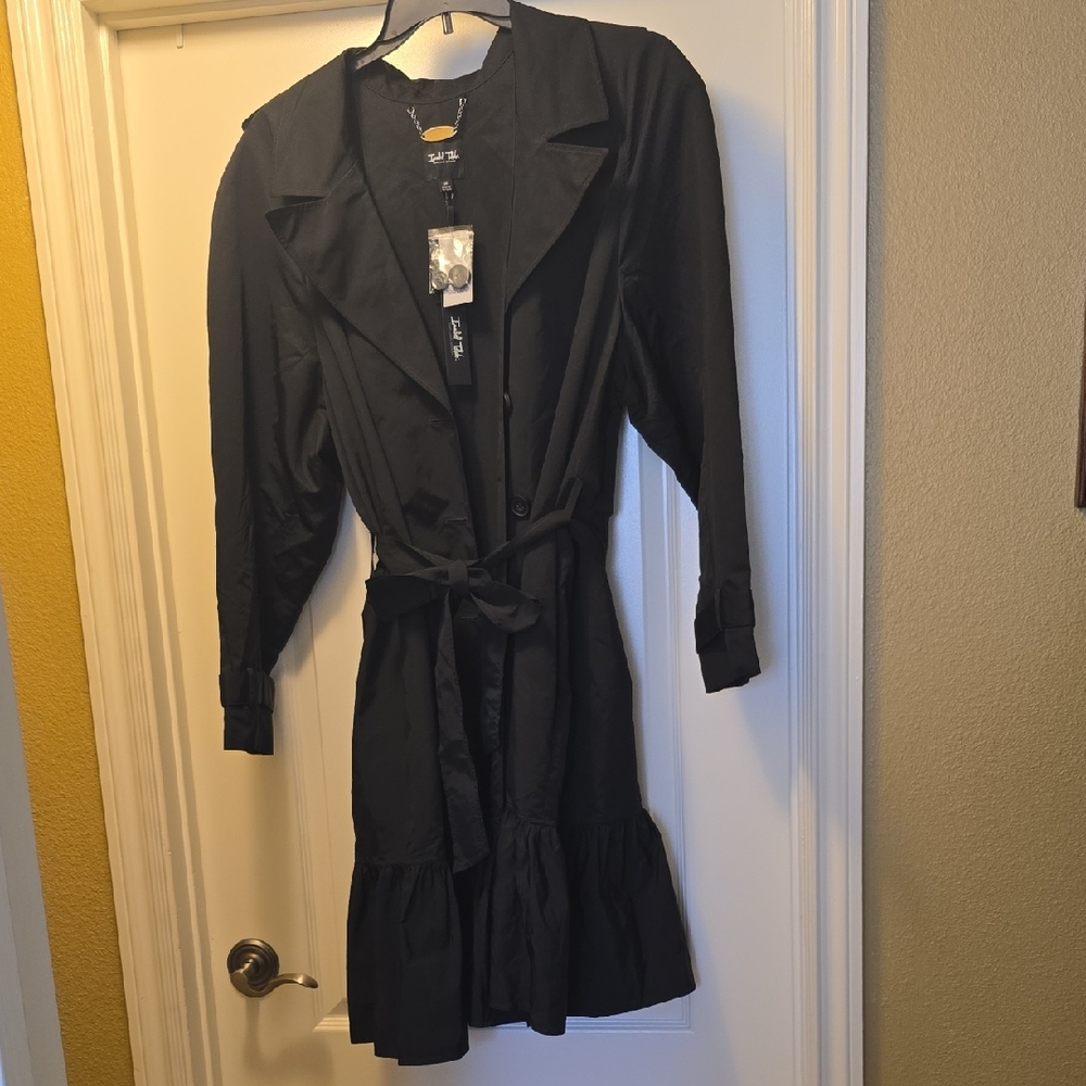 Lane Bryant Black Women's Trench Dress with Chain Detail